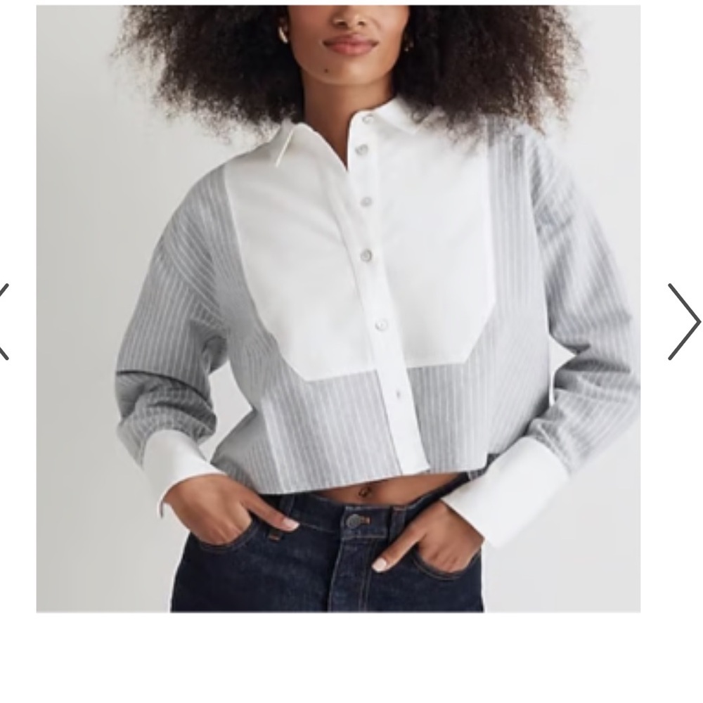 Madewell oxford cropped tuxedo shirt in stripe